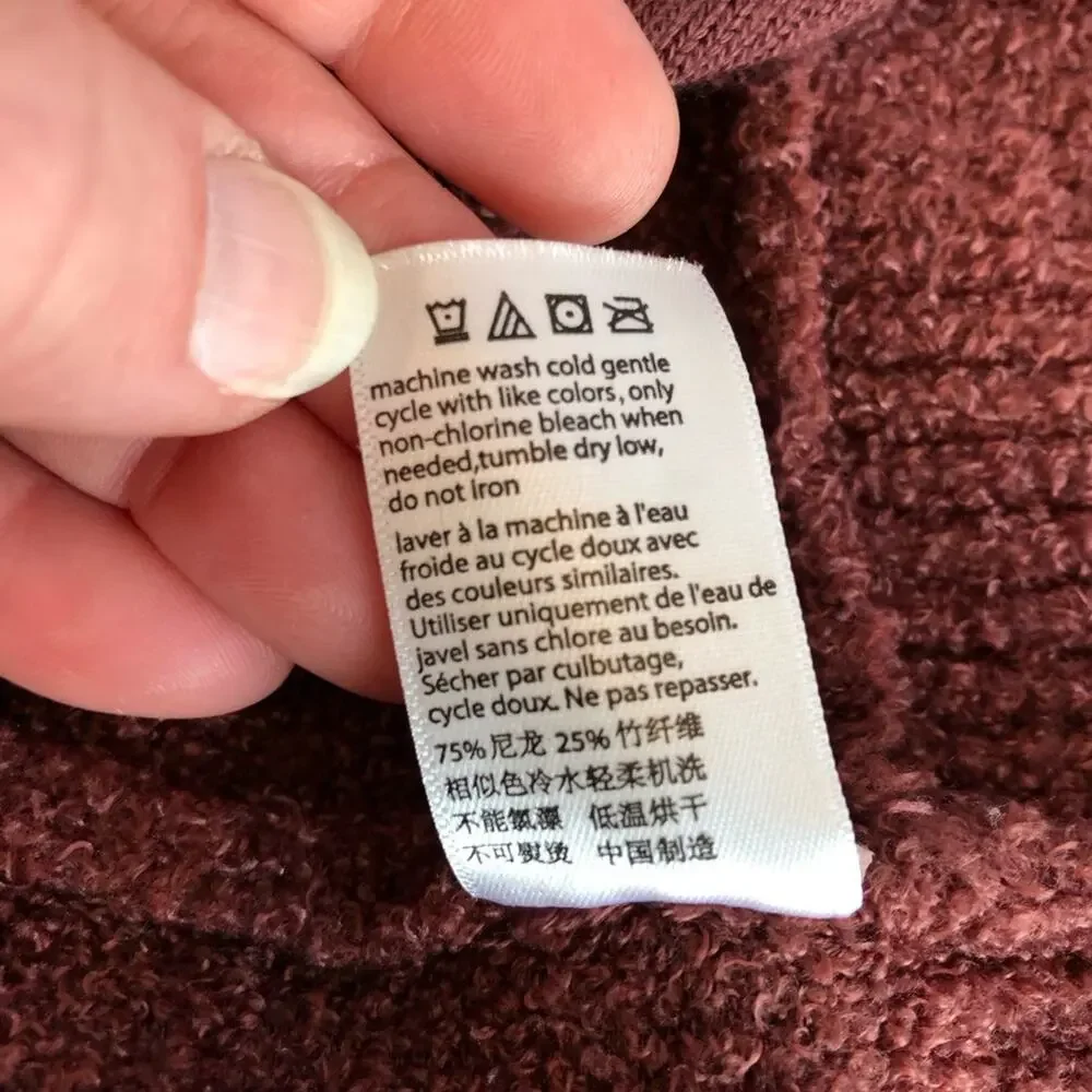 Barefoot Dreams CozyChic Lite maroon rust open front cardigan size Small
